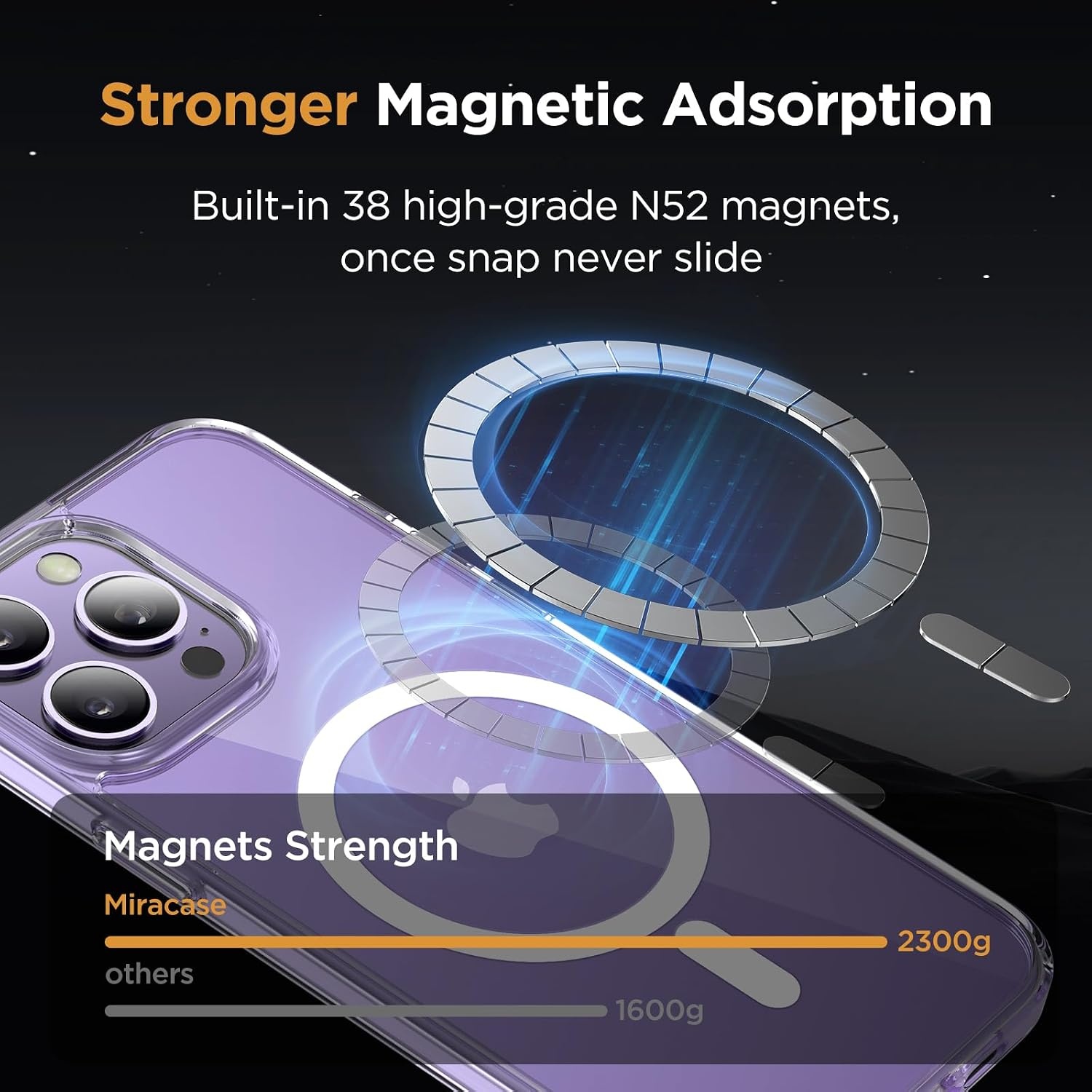 image:imageMiracase for iPhone 16 Pro Matte Series Case Magnetic OrangeClear