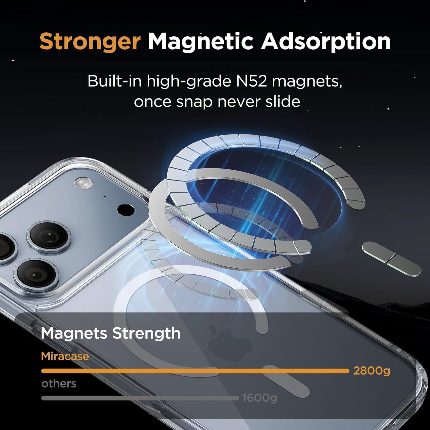 image:imageMiracase for iPhone 16 Pro Matte Series Case Magnetic OrangeClear