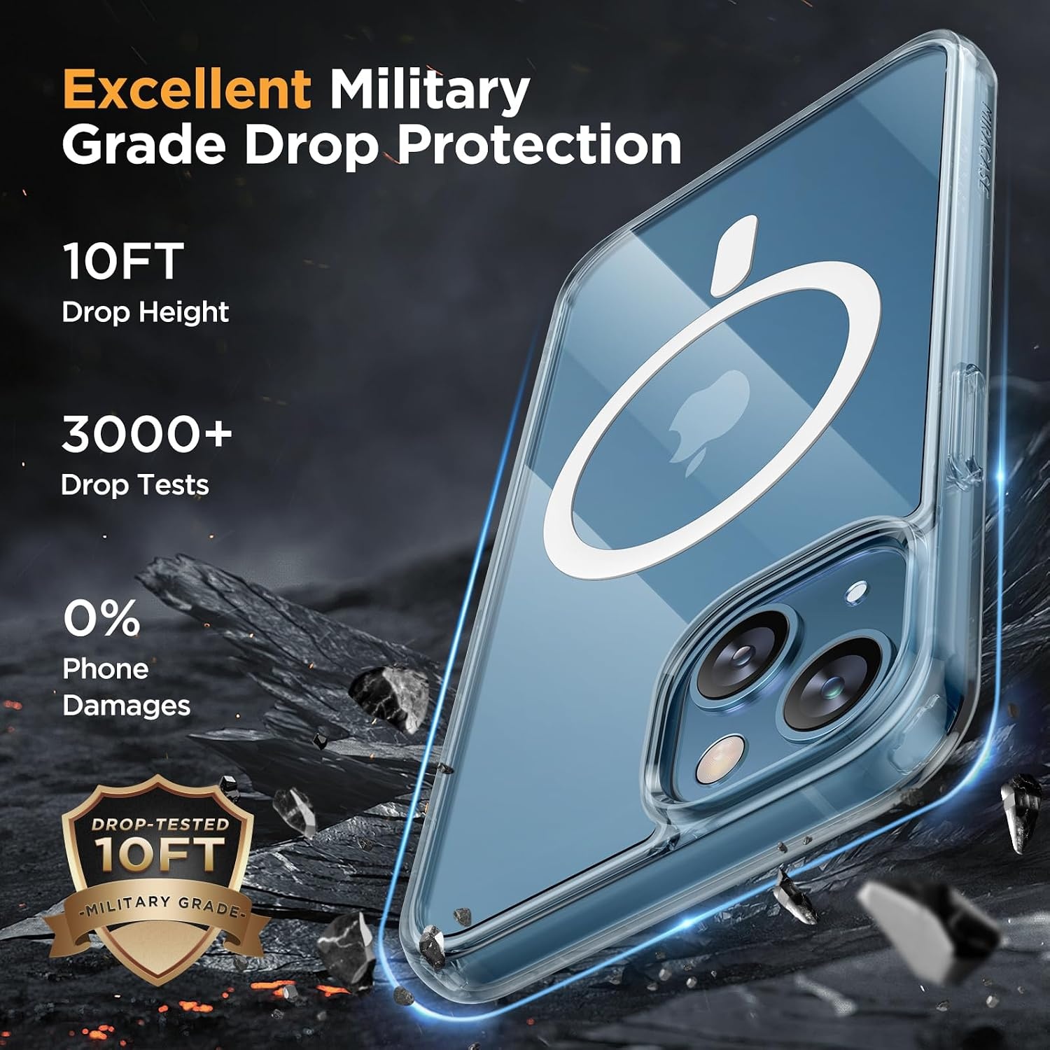 image:imageMiracase for iPhone 16 Pro Matte Series Case Magnetic OrangeClear