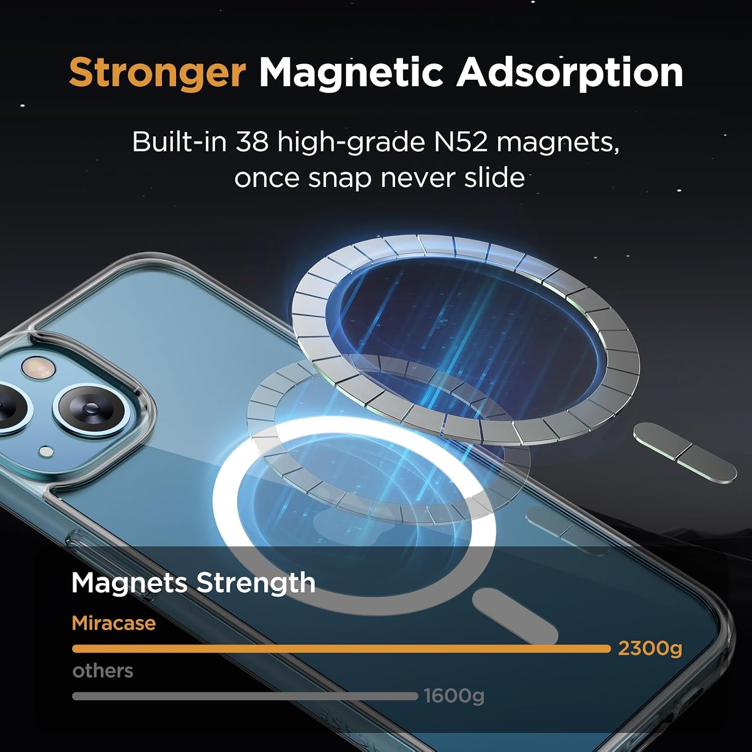 image:imageMiracase for iPhone 16 Pro Matte Series Case Magnetic OrangeClear