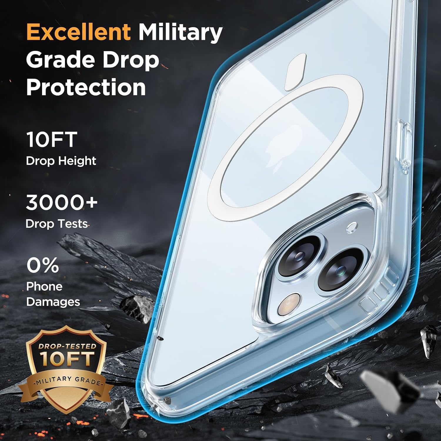 image:imageMiracase for iPhone 16 Pro Matte Series Case Magnetic OrangeClear