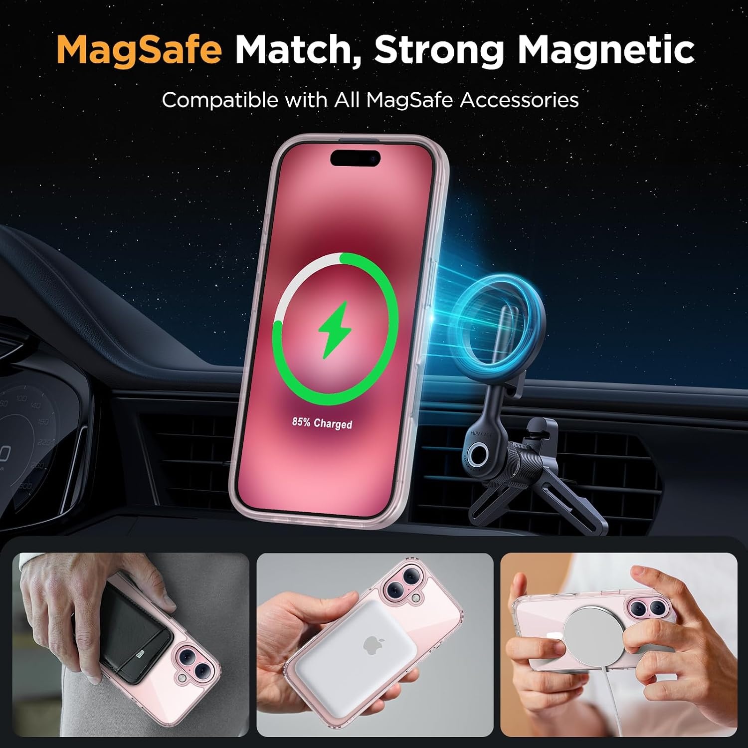 image:imageMiracase for iPhone 16 Pro Matte Series Case Magnetic OrangeClear
