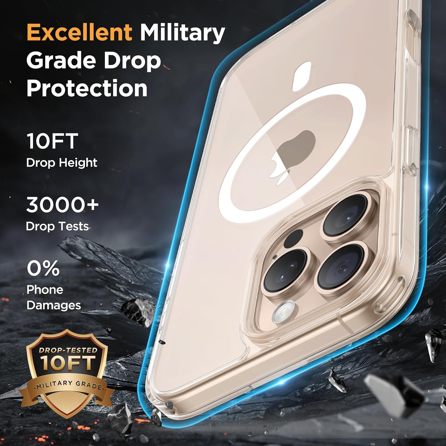 image:imageMiracase for iPhone 16 Pro Matte Series Case Magnetic OrangeClear