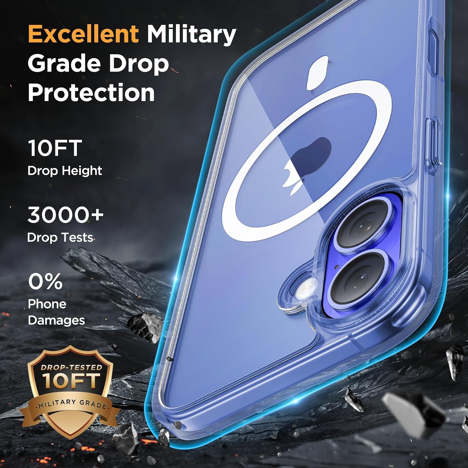 image:imageMiracase for iPhone 16 Pro Matte Series Case Magnetic OrangeClear