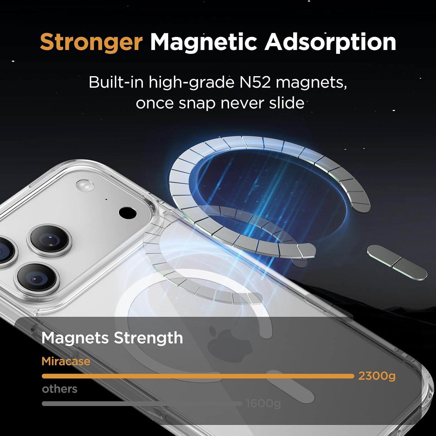 image:imageMiracase for iPhone 16 Pro Matte Series Case Magnetic OrangeClear