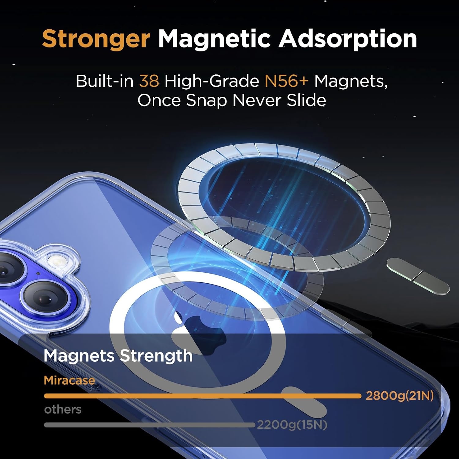 image:imageMiracase for iPhone 16 Pro Matte Series Case Magnetic OrangeClear