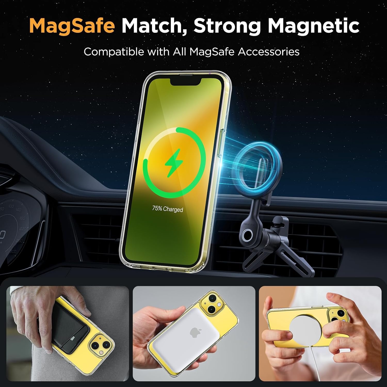 image:imageMiracase for iPhone 16 Pro Matte Series Case Magnetic OrangeClear
