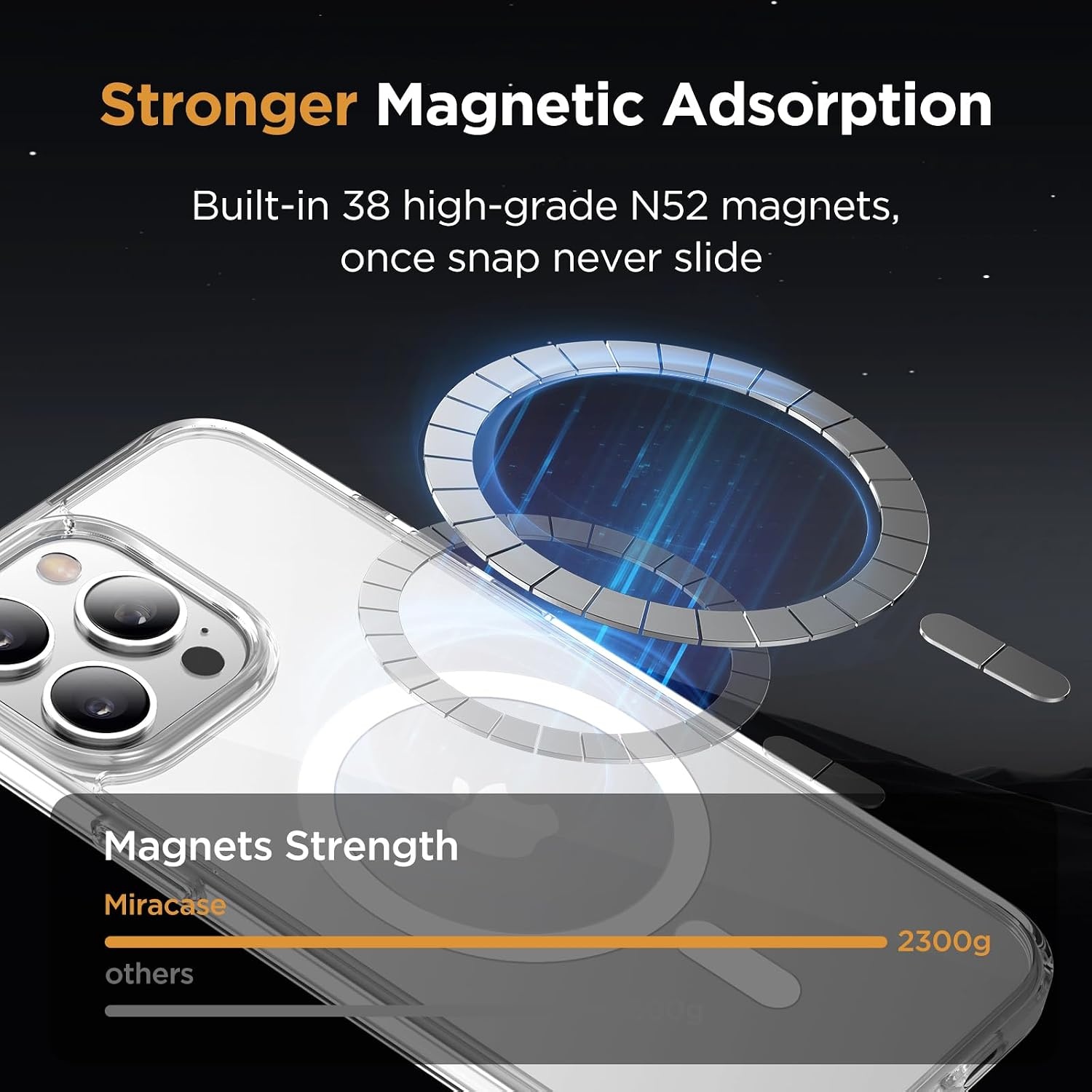 image:imageMiracase for iPhone 16 Pro Matte Series Case Magnetic OrangeClear