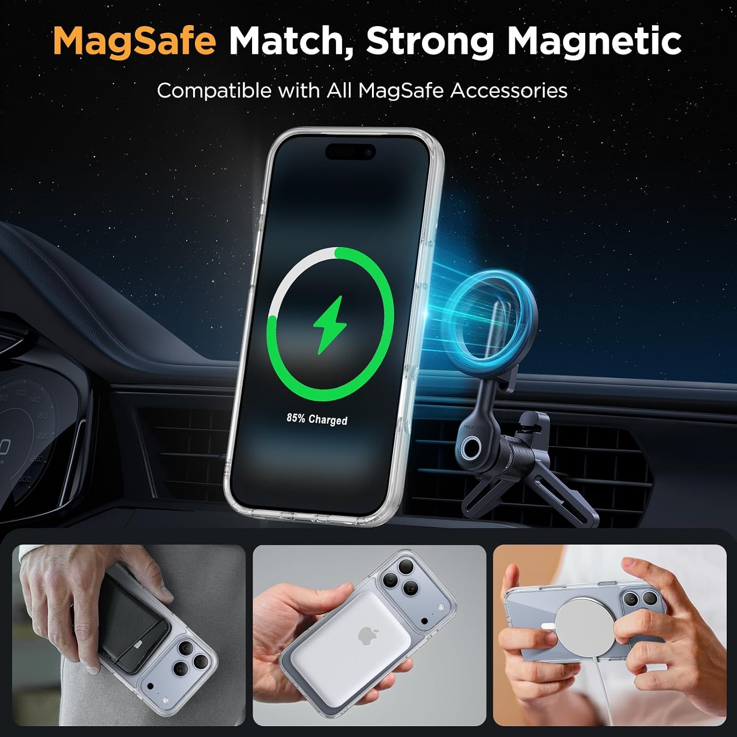 image:imageMiracase for iPhone 16 Pro Matte Series Case Magnetic OrangeClear