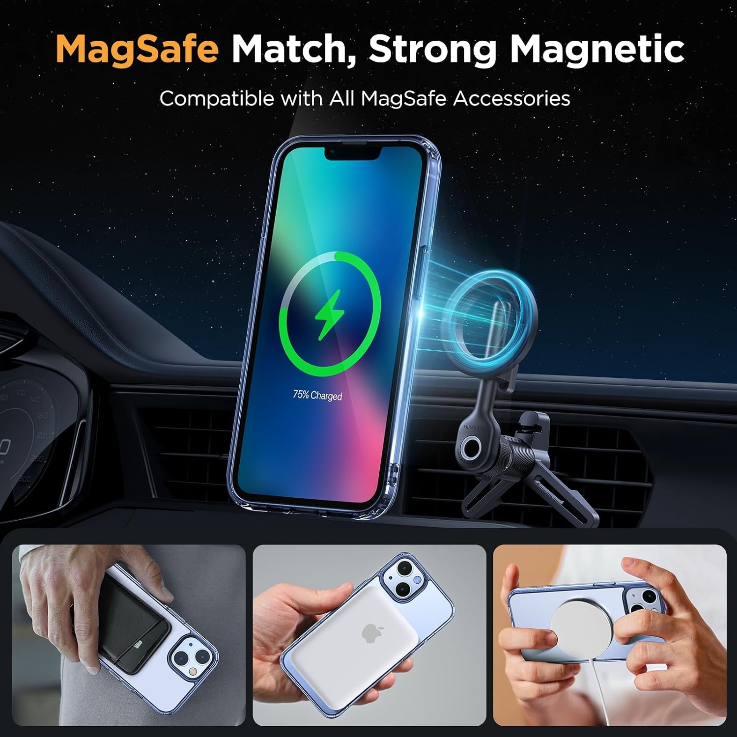 image:imageMiracase for iPhone 16 Pro Matte Series Case Magnetic OrangeClear Blue