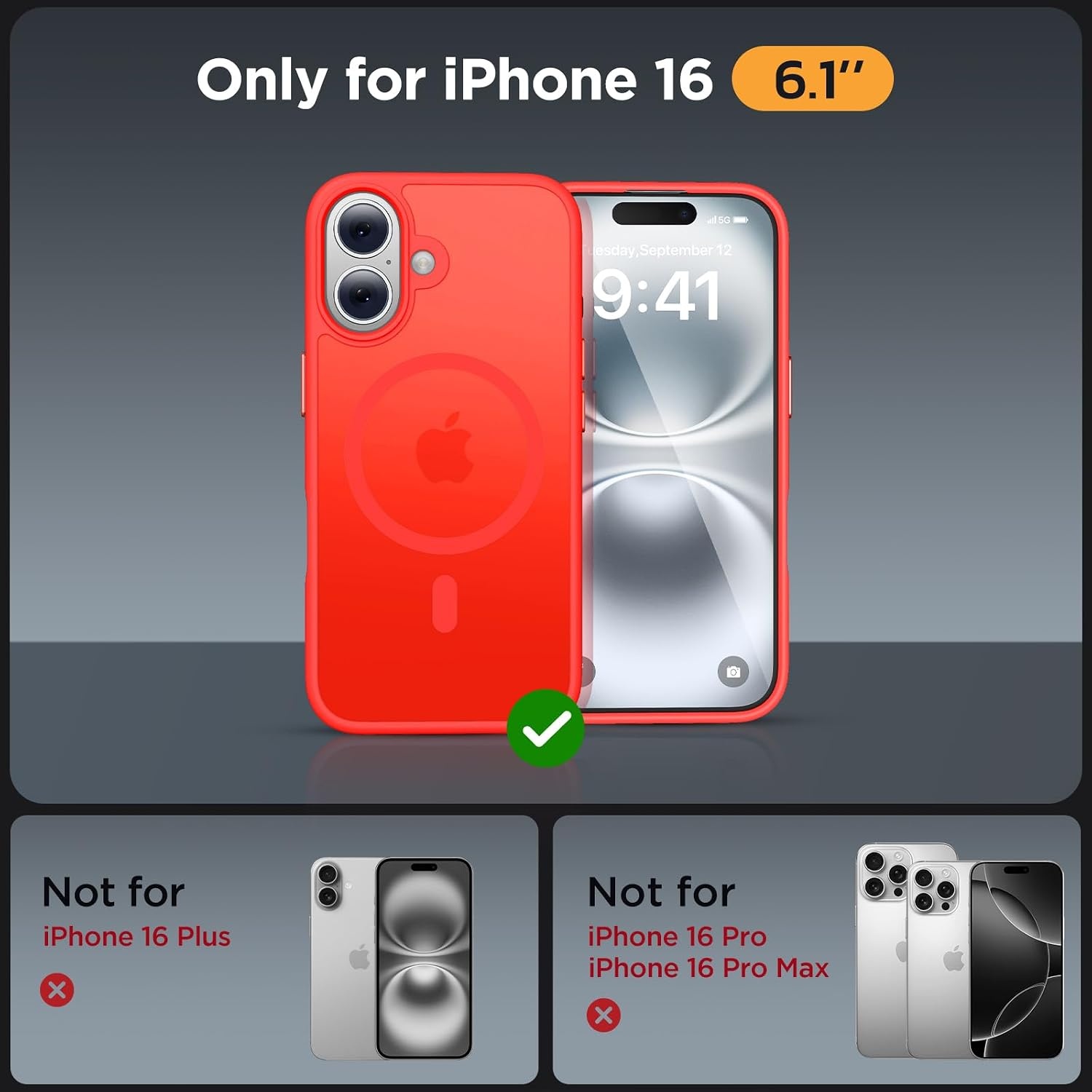 image:imageMiracase for iPhone 16 Pro Matte Series Case Magnetic OrangeCoral Red