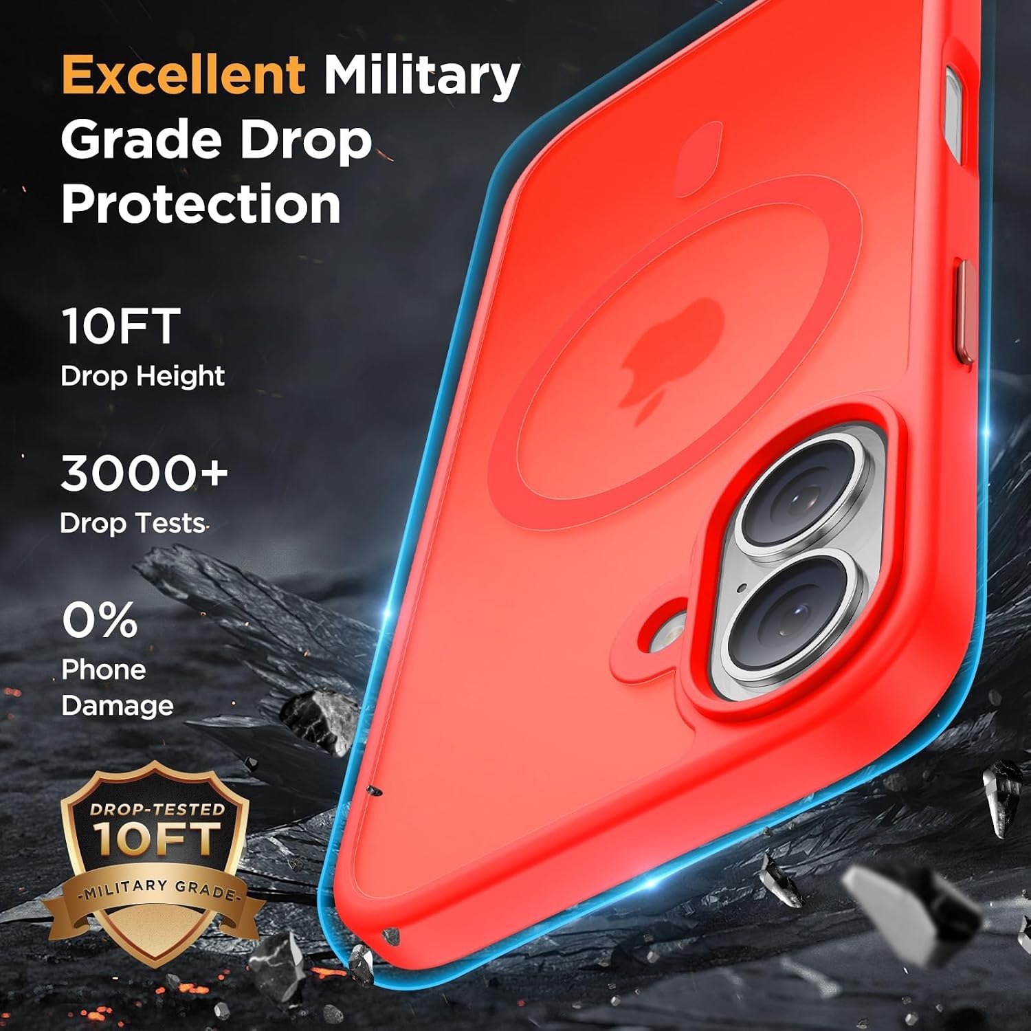 image:imageMiracase for iPhone 16 Pro Matte Series Case Magnetic OrangeCoral Red