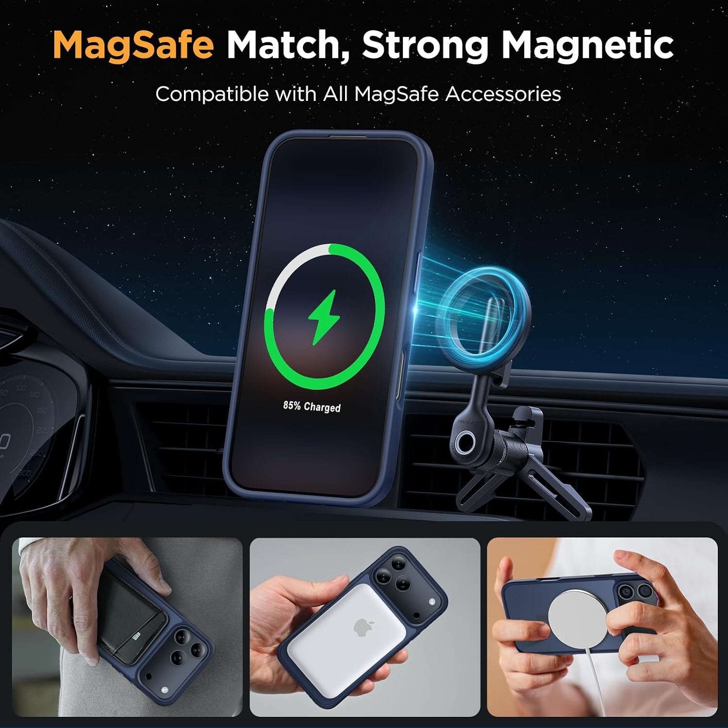 image:imageMiracase for iPhone 16 Pro Matte Series Case Magnetic OrangeDark Blue