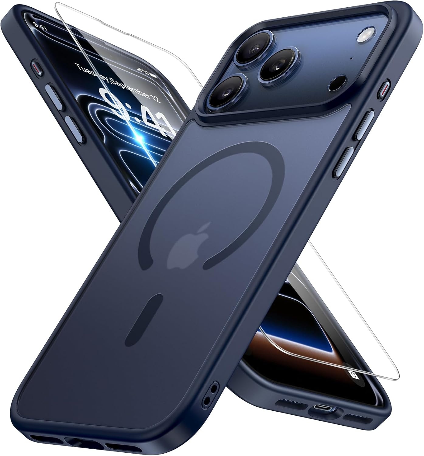 image:imageMiracase for iPhone 16 Pro Matte Series Case Magnetic OrangeDark Blue