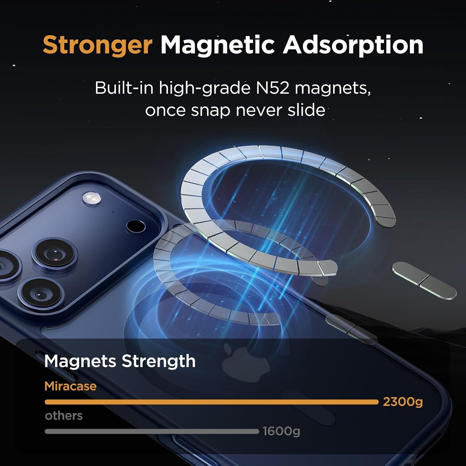 image:imageMiracase for iPhone 16 Pro Matte Series Case Magnetic OrangeDark Blue
