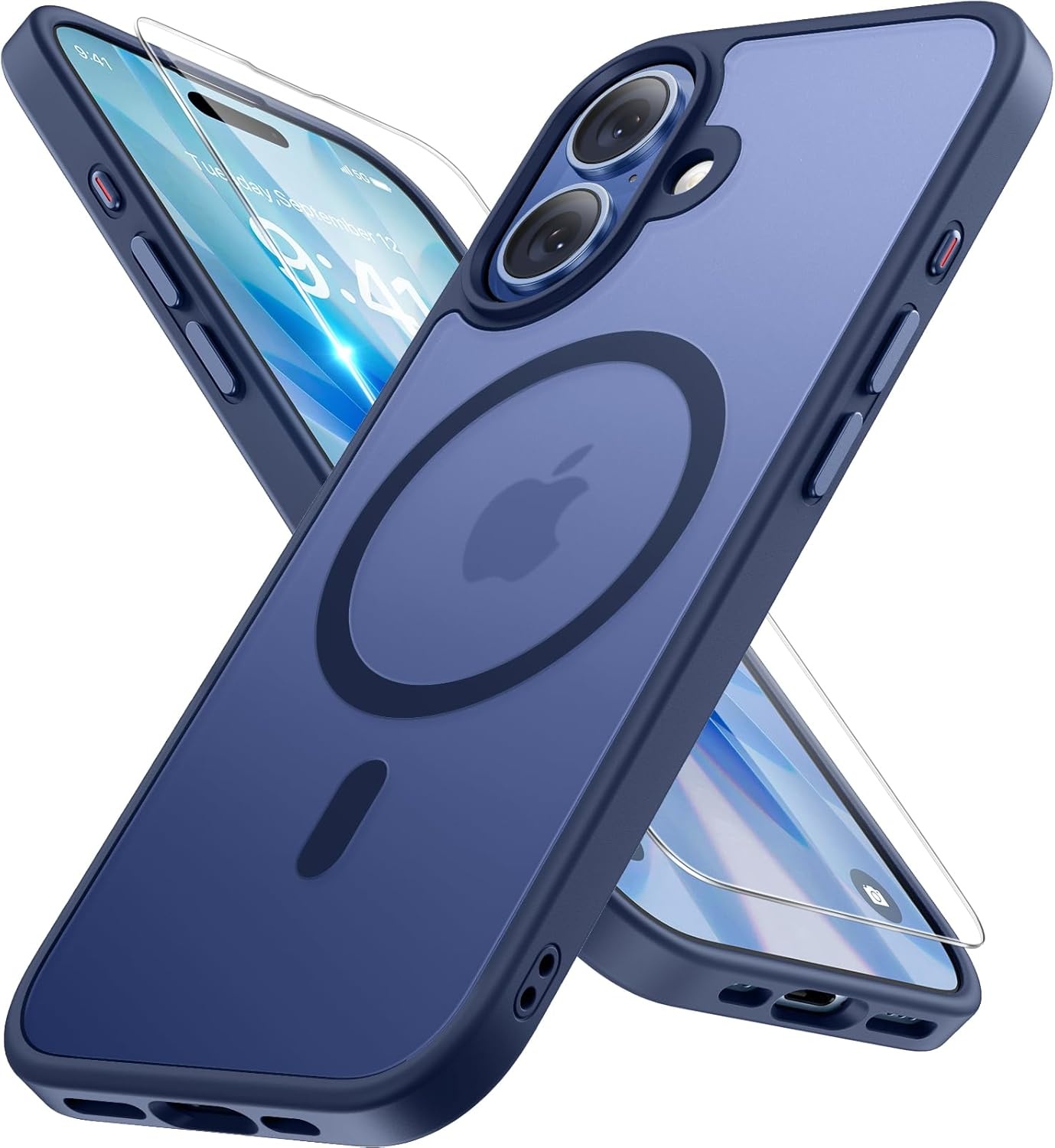 image:imageMiracase for iPhone 16 Pro Matte Series Case Magnetic OrangeDark Blue