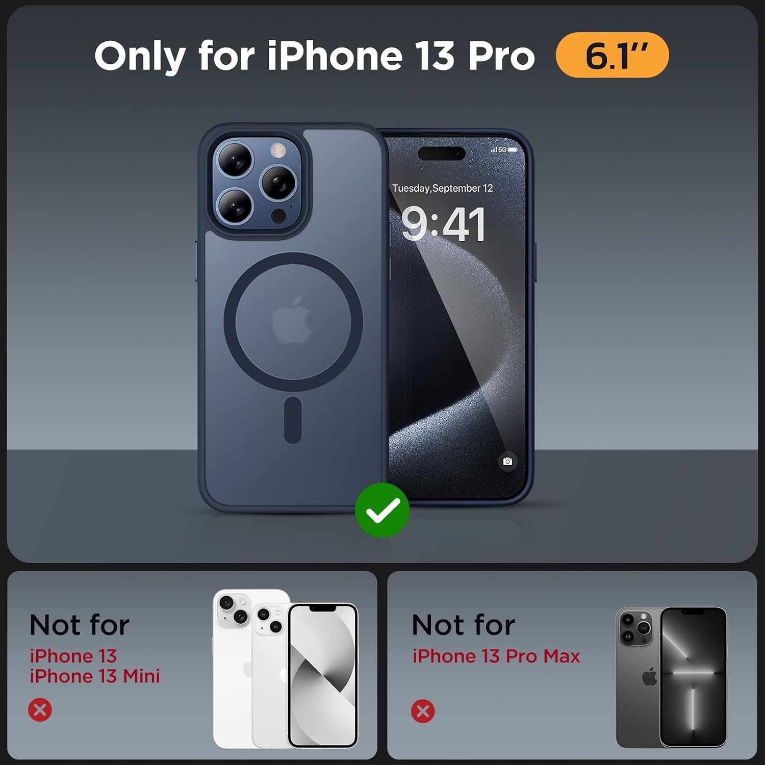 image:imageMiracase for iPhone 16 Pro Matte Series Case Magnetic OrangeDark Blue
