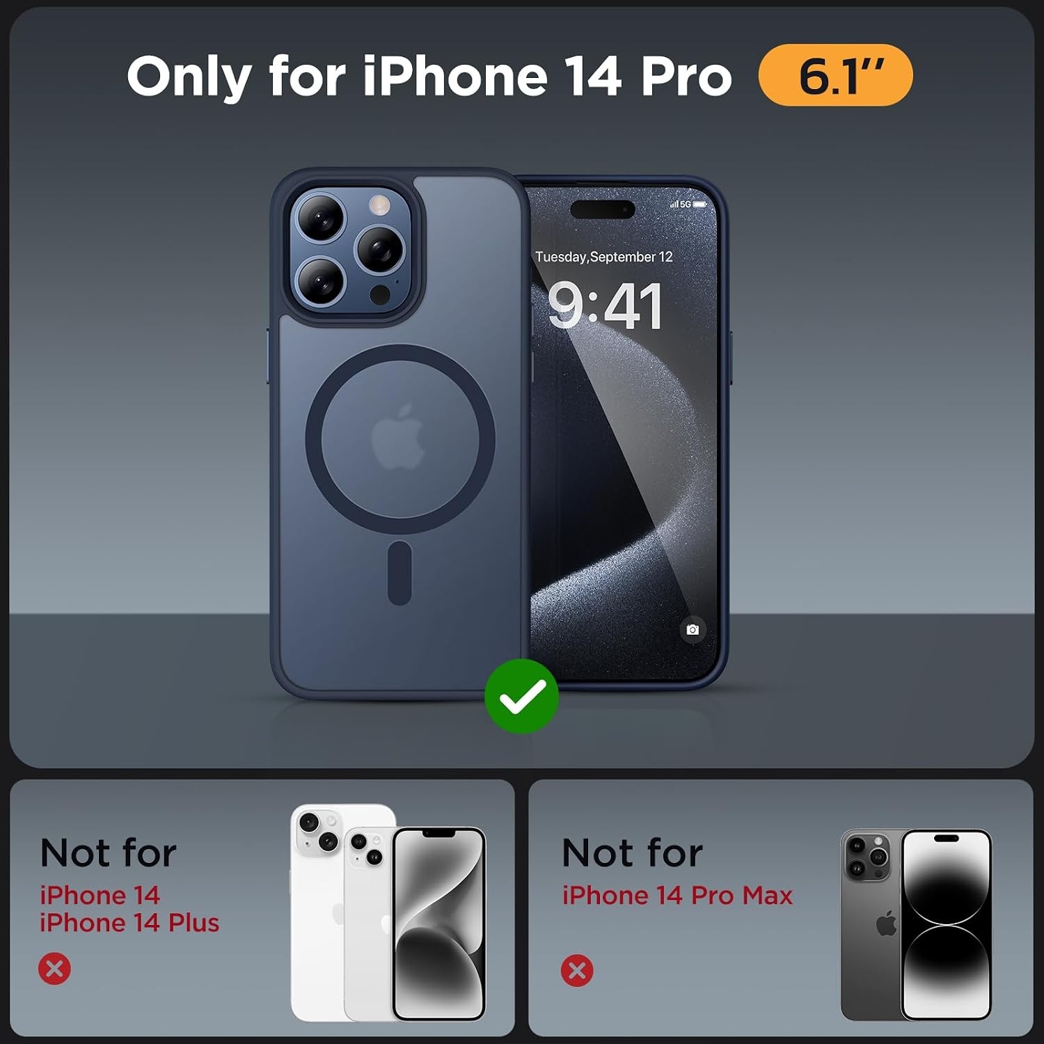 image:imageMiracase for iPhone 16 Pro Matte Series Case Magnetic OrangeDark Blue