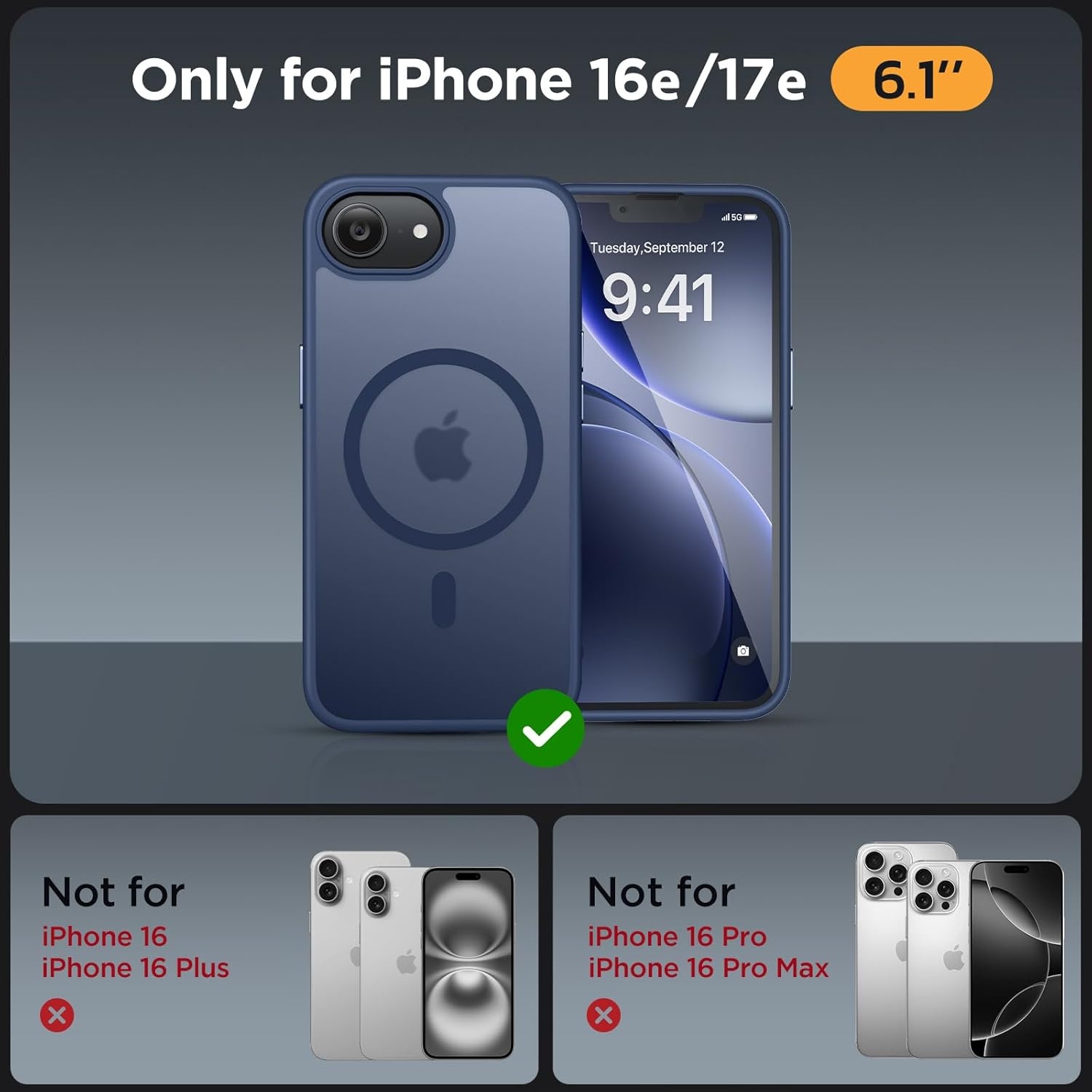 image:imageMiracase for iPhone 16 Pro Matte Series Case Magnetic OrangeDark Blue