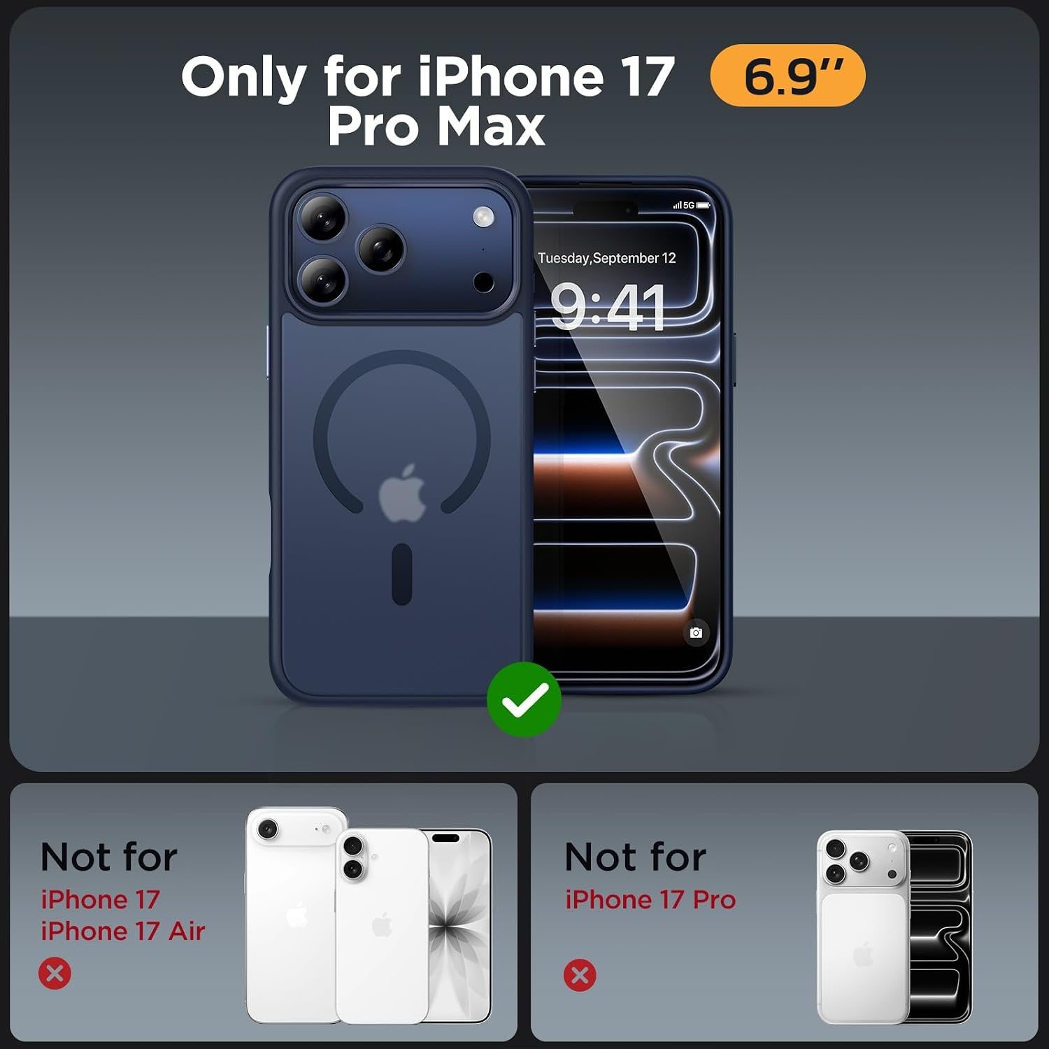 image:imageMiracase for iPhone 16 Pro Matte Series Case Magnetic OrangeDark Blue