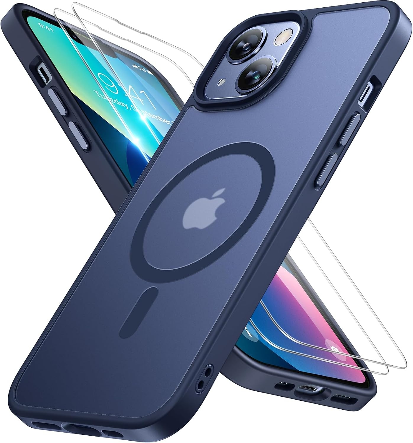 image:imageMiracase for iPhone 16 Pro Matte Series Case Magnetic OrangeDark Blue