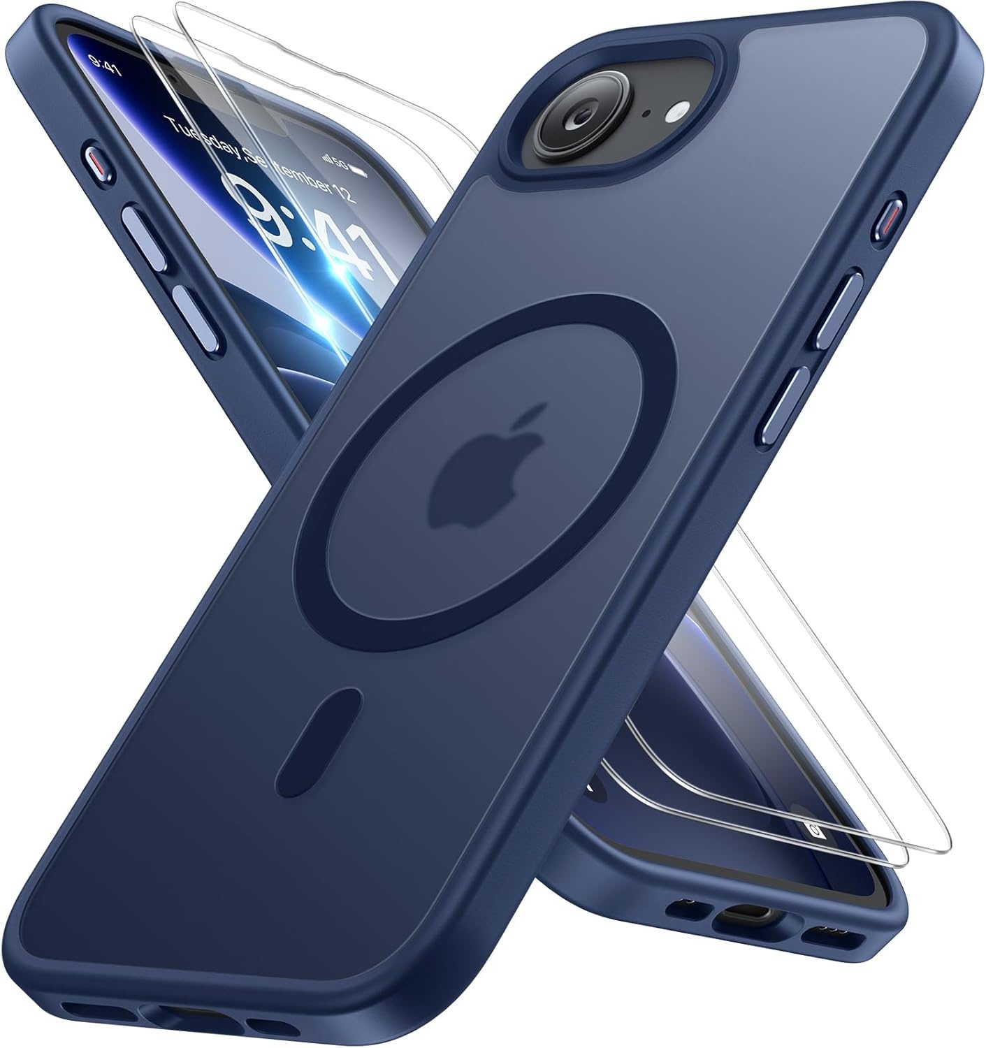 image:imageMiracase for iPhone 16 Pro Matte Series Case Magnetic OrangeDark Blue