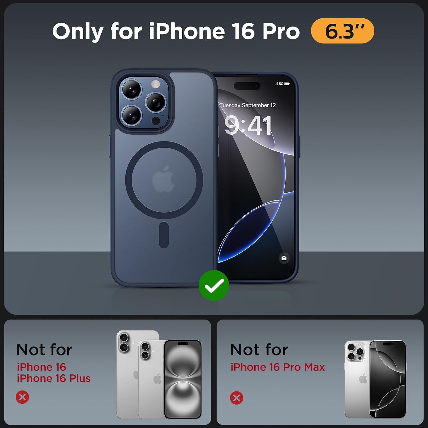 image:imageMiracase for iPhone 16 Pro Matte Series Case Magnetic OrangeDark Blue