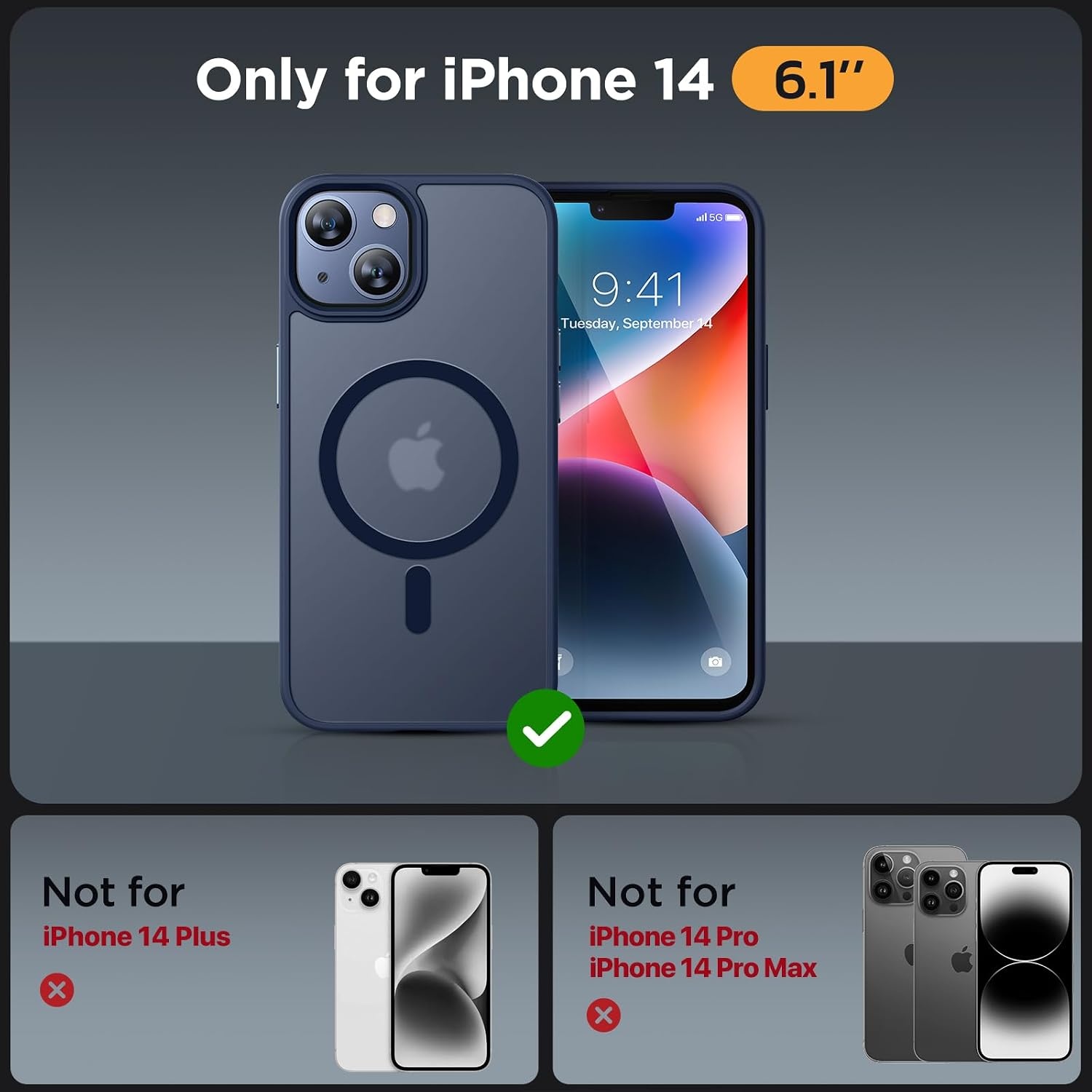 image:imageMiracase for iPhone 16 Pro Matte Series Case Magnetic OrangeDark Blue
