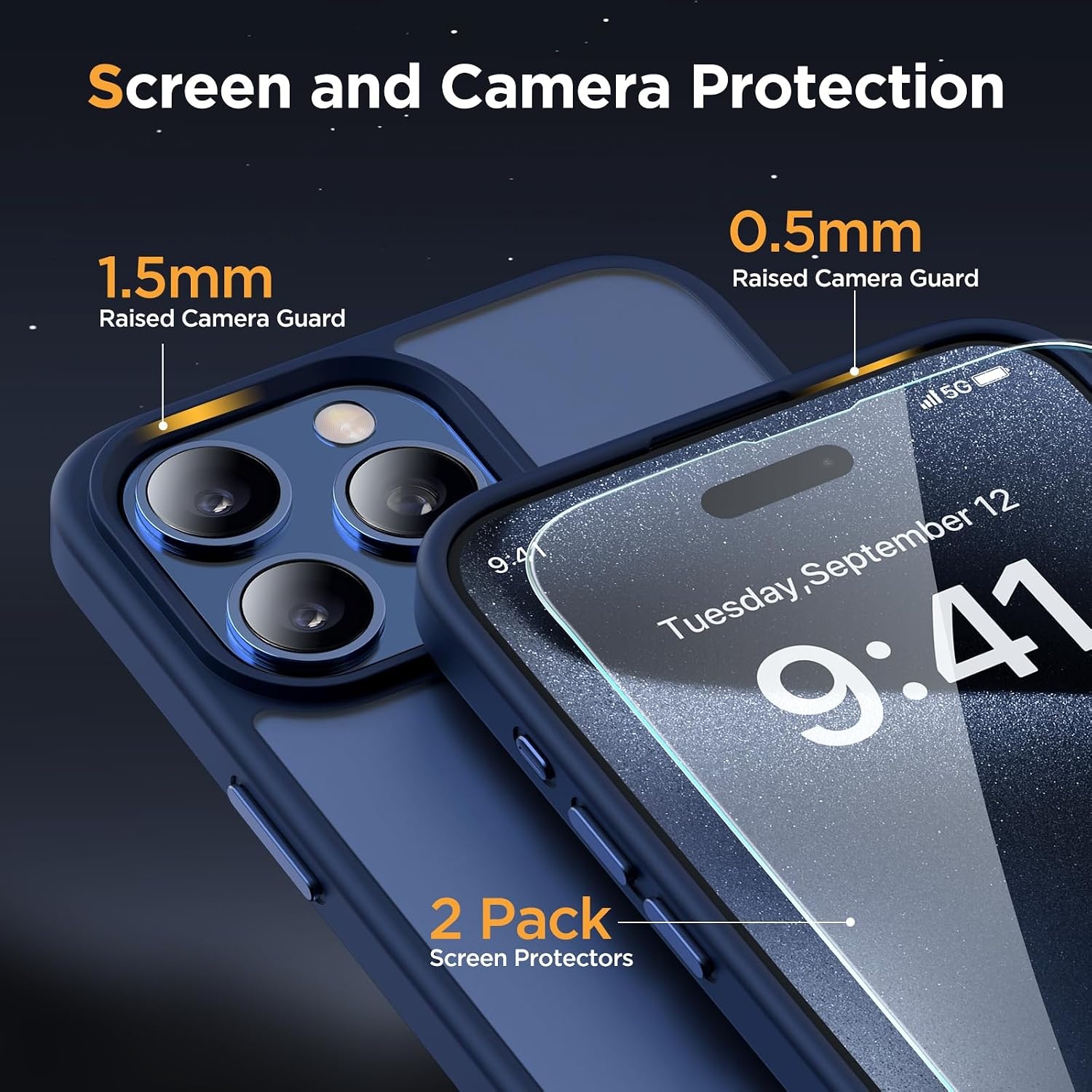 image:imageMiracase for iPhone 16 Pro Matte Series Case Magnetic OrangeDark Blue