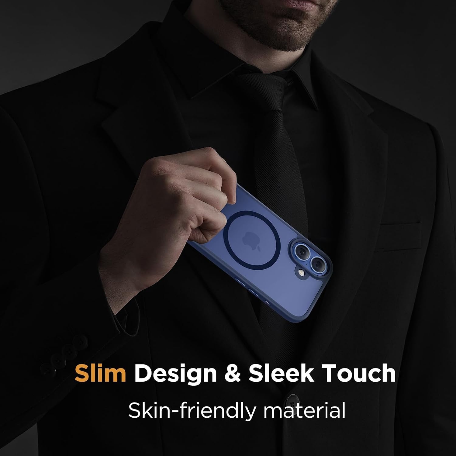 image:imageMiracase for iPhone 16 Pro Matte Series Case Magnetic OrangeDark Blue