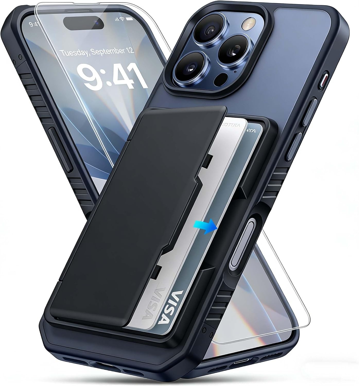 image:imageMiracase for iPhone 16 Pro Matte Series Case Magnetic OrangeDark Blue