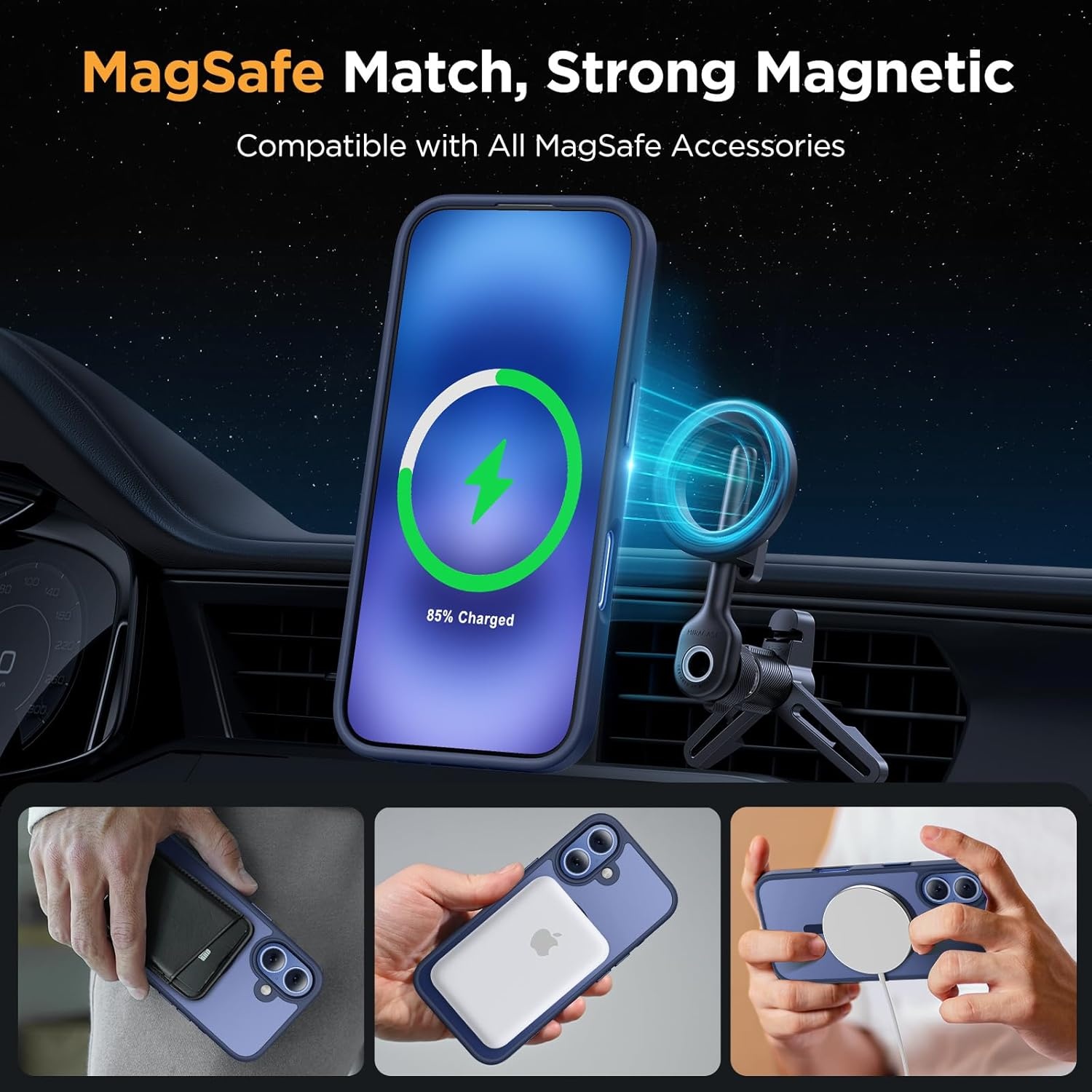 image:imageMiracase for iPhone 16 Pro Matte Series Case Magnetic OrangeDark Blue