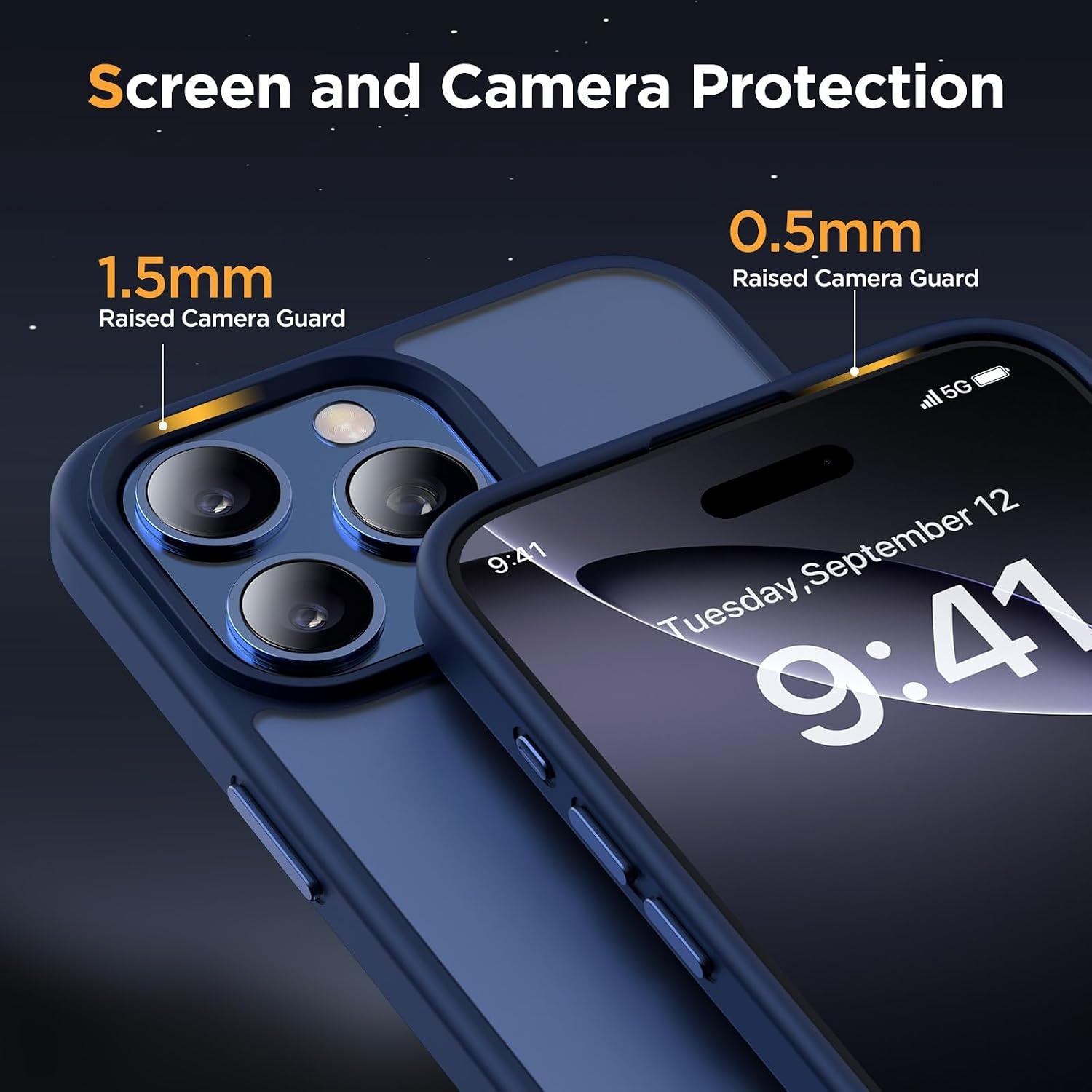 image:imageMiracase for iPhone 16 Pro Matte Series Case Magnetic OrangeDark Blue