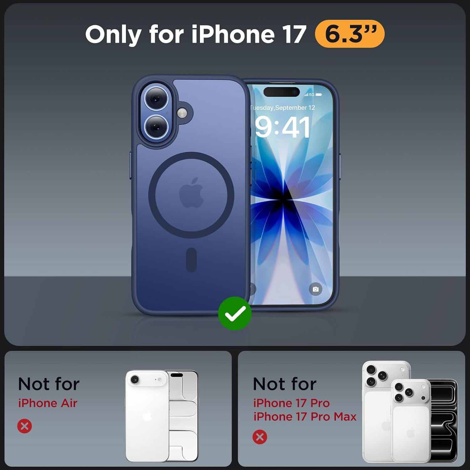 image:imageMiracase for iPhone 16 Pro Matte Series Case Magnetic OrangeDark Blue