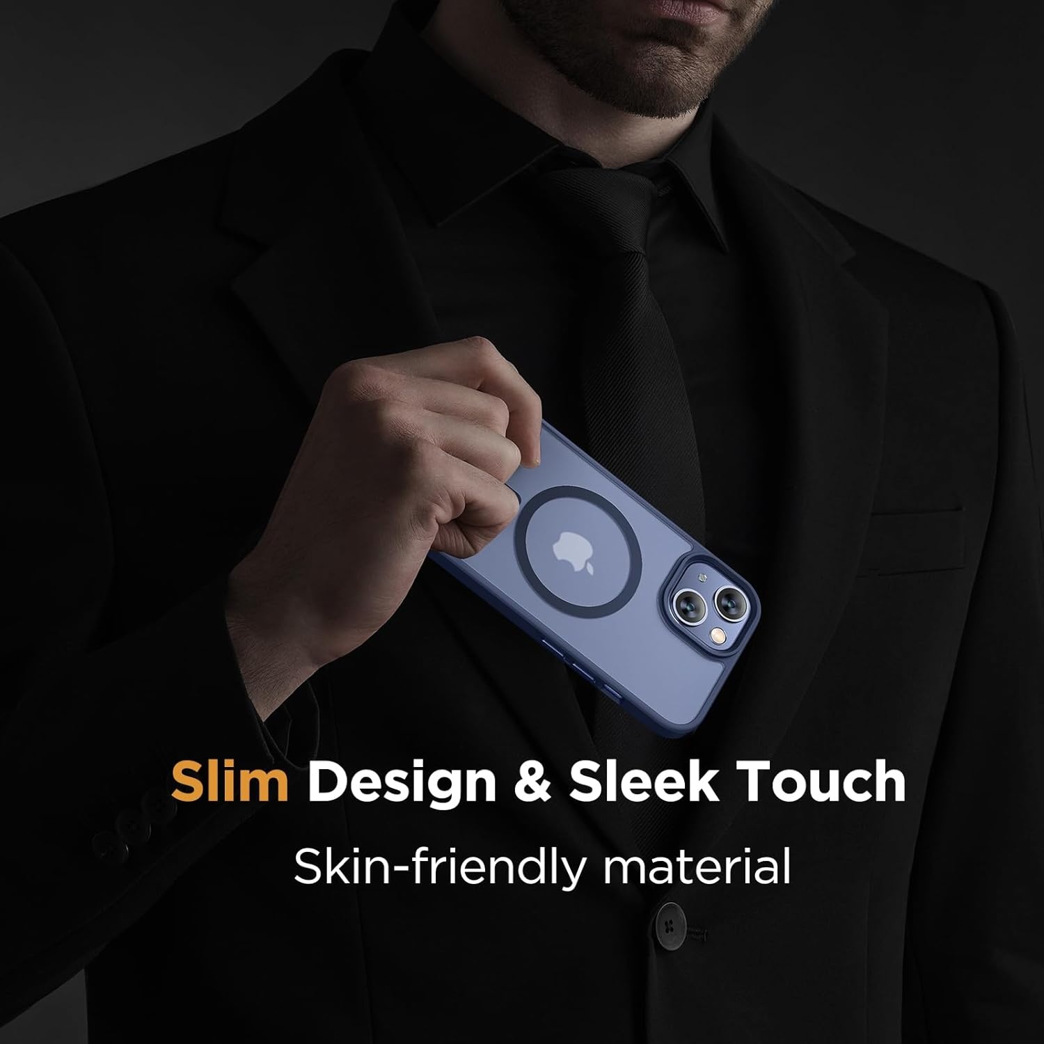 image:imageMiracase for iPhone 16 Pro Matte Series Case Magnetic OrangeDark Blue
