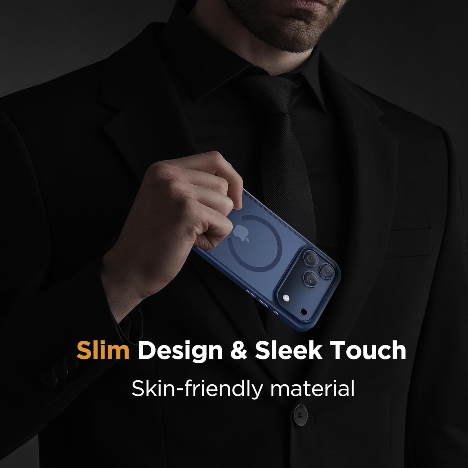 image:imageMiracase for iPhone 16 Pro Matte Series Case Magnetic OrangeDark Blue