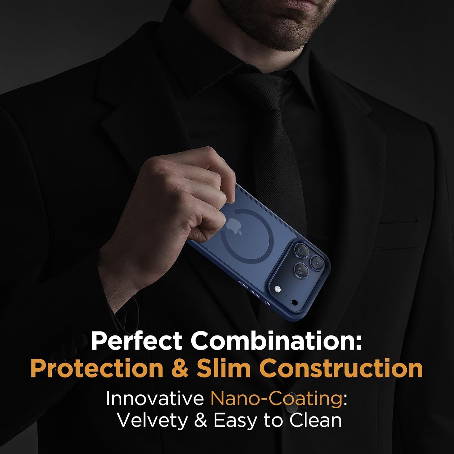 image:imageMiracase for iPhone 16 Pro Matte Series Case Magnetic OrangeDark BlueButton