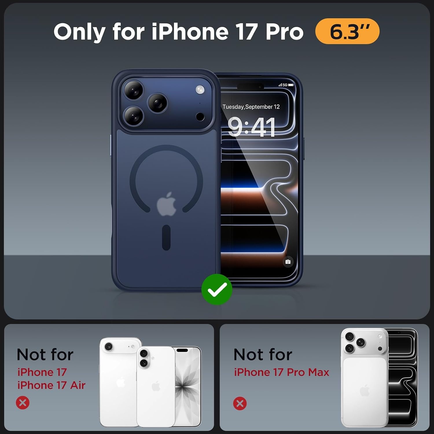 image:imageMiracase for iPhone 16 Pro Matte Series Case Magnetic OrangeDark BlueButton