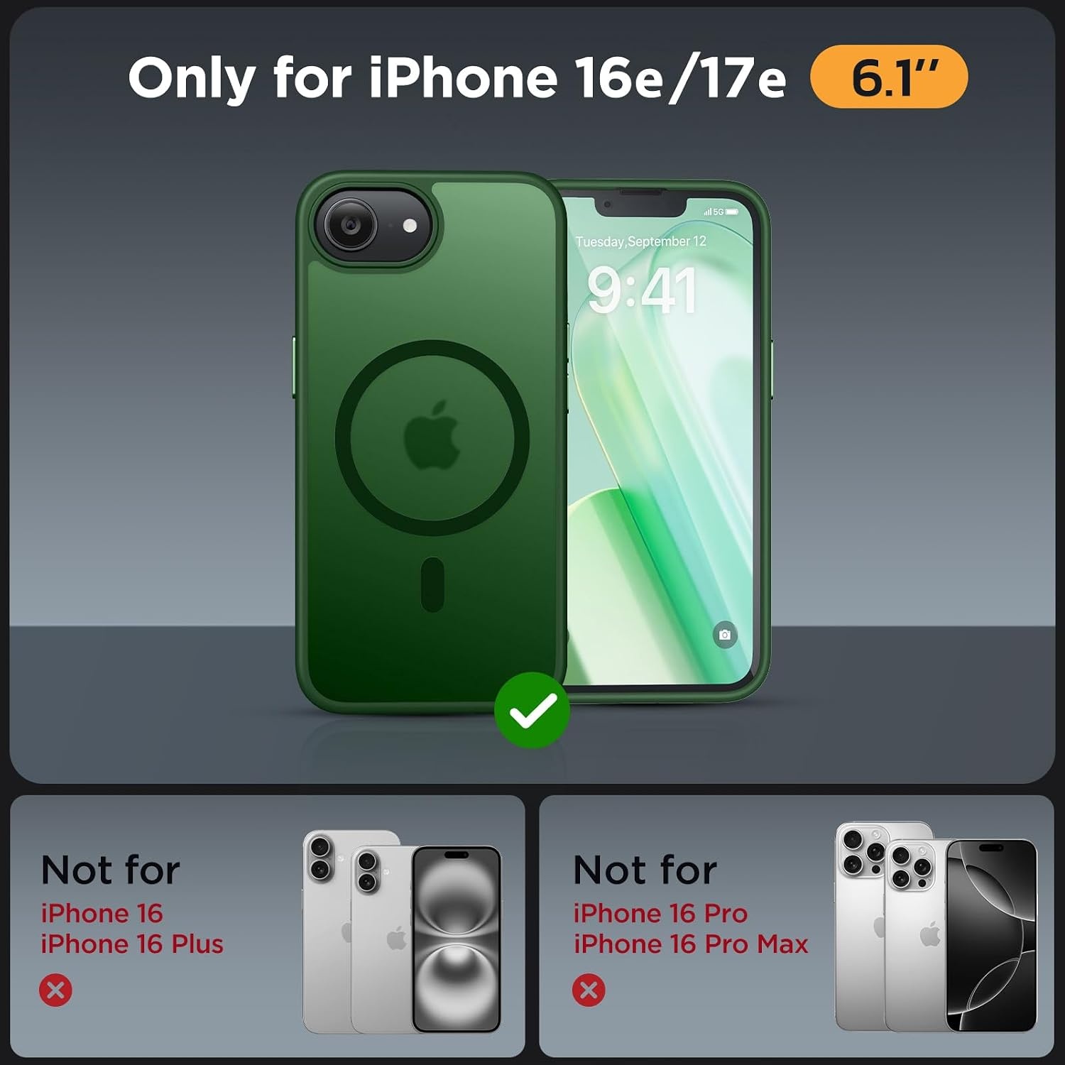 image:imageMiracase for iPhone 16 Pro Matte Series Case Magnetic OrangeDark Green