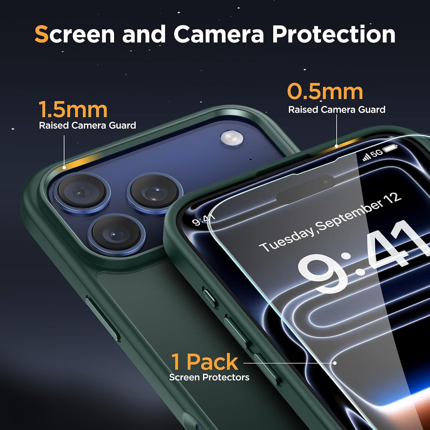 image:imageMiracase for iPhone 16 Pro Matte Series Case Magnetic OrangeDark Green