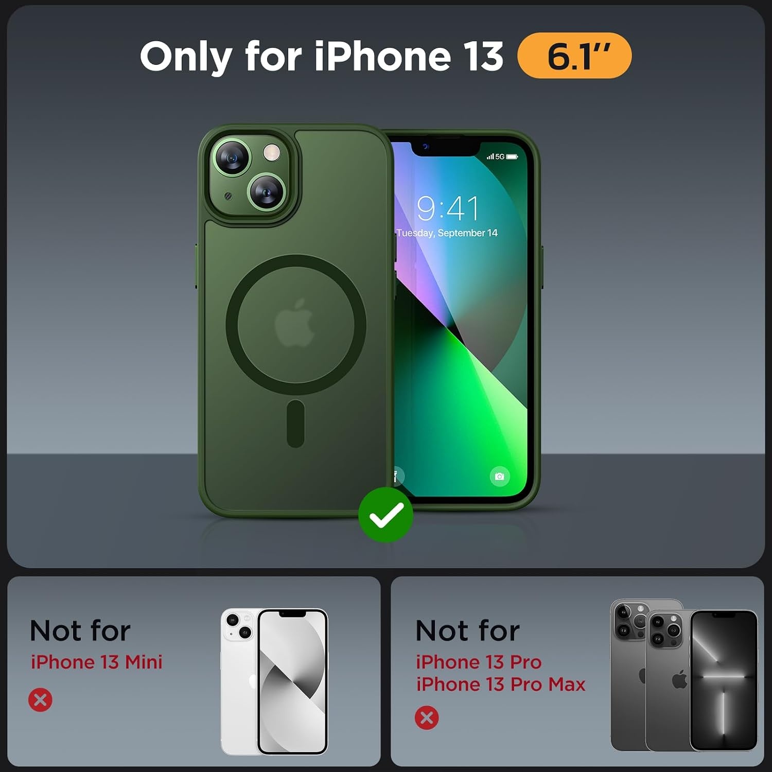 image:imageMiracase for iPhone 16 Pro Matte Series Case Magnetic OrangeDark Green