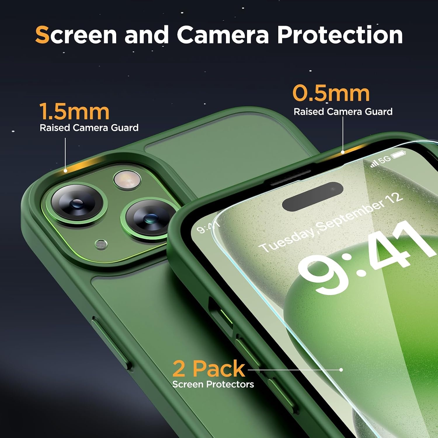 image:imageMiracase for iPhone 16 Pro Matte Series Case Magnetic OrangeDark Green