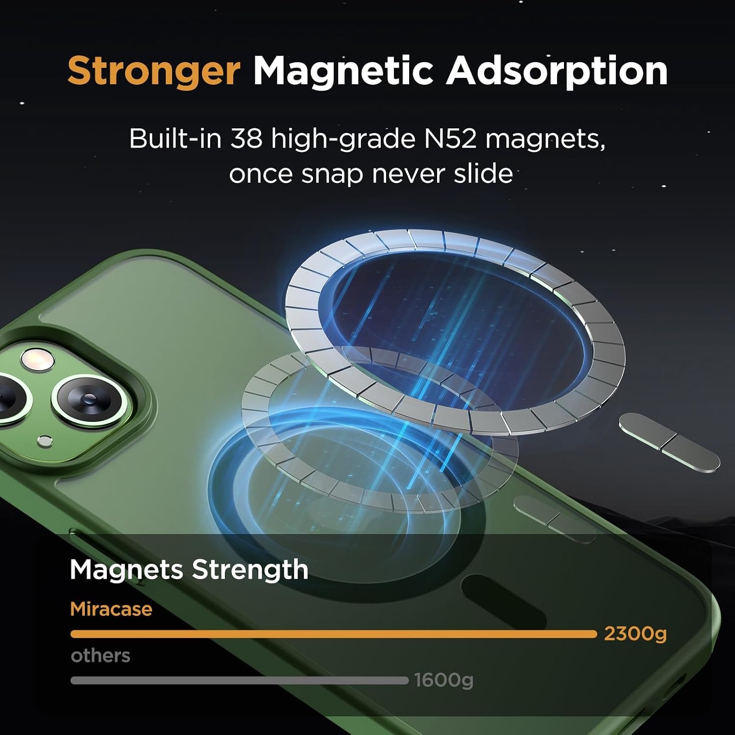 image:imageMiracase for iPhone 16 Pro Matte Series Case Magnetic OrangeDark Green