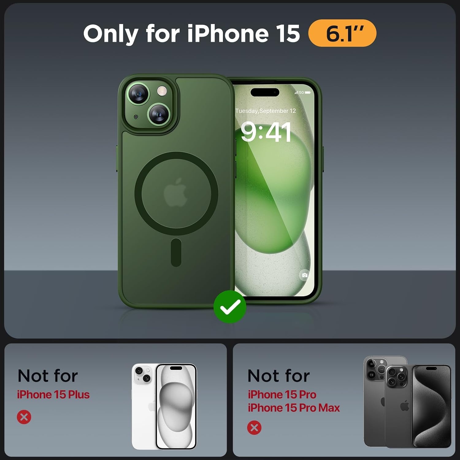 image:imageMiracase for iPhone 16 Pro Matte Series Case Magnetic OrangeDark Green