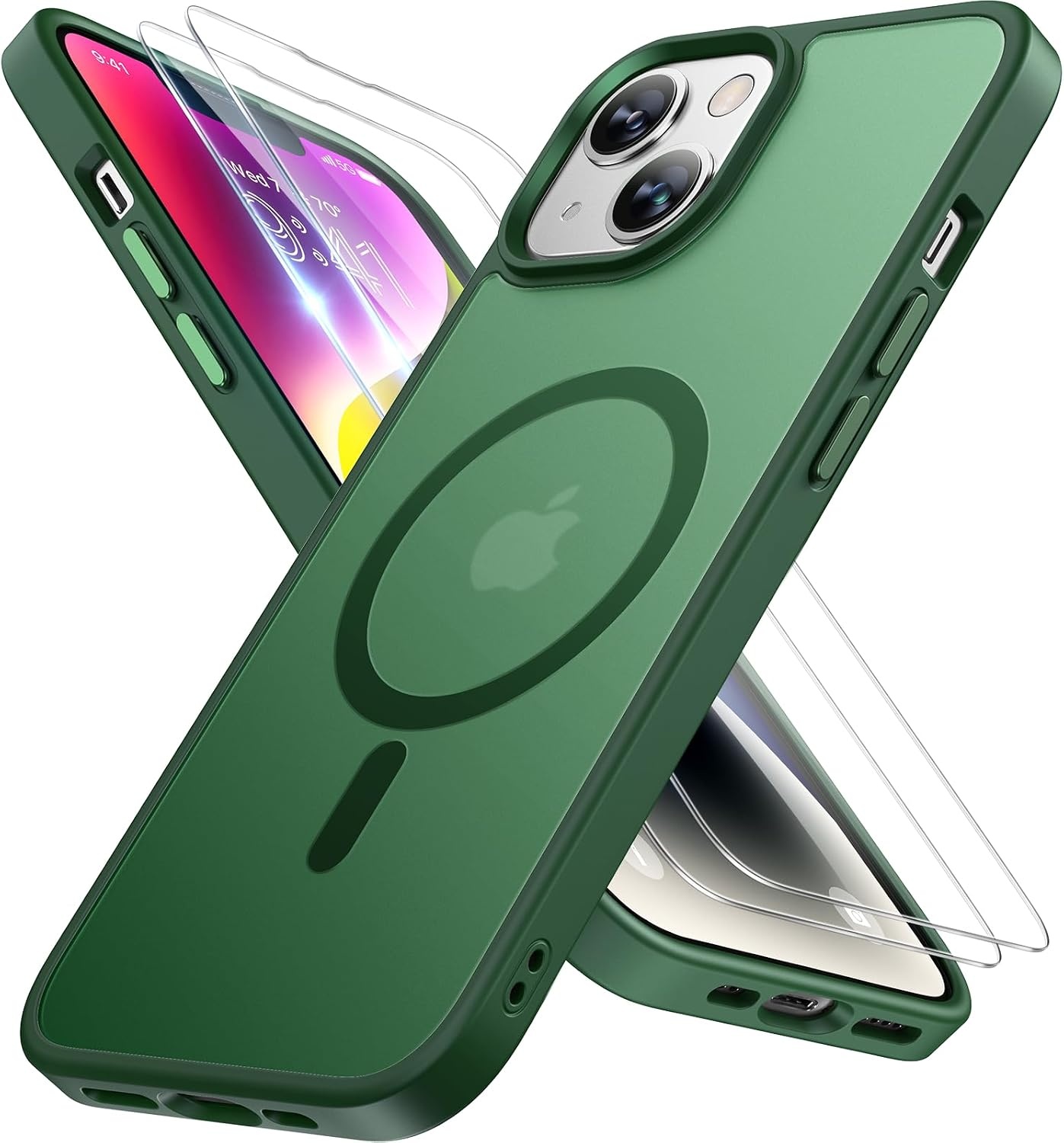 image:imageMiracase for iPhone 16 Pro Matte Series Case Magnetic OrangeDark Green