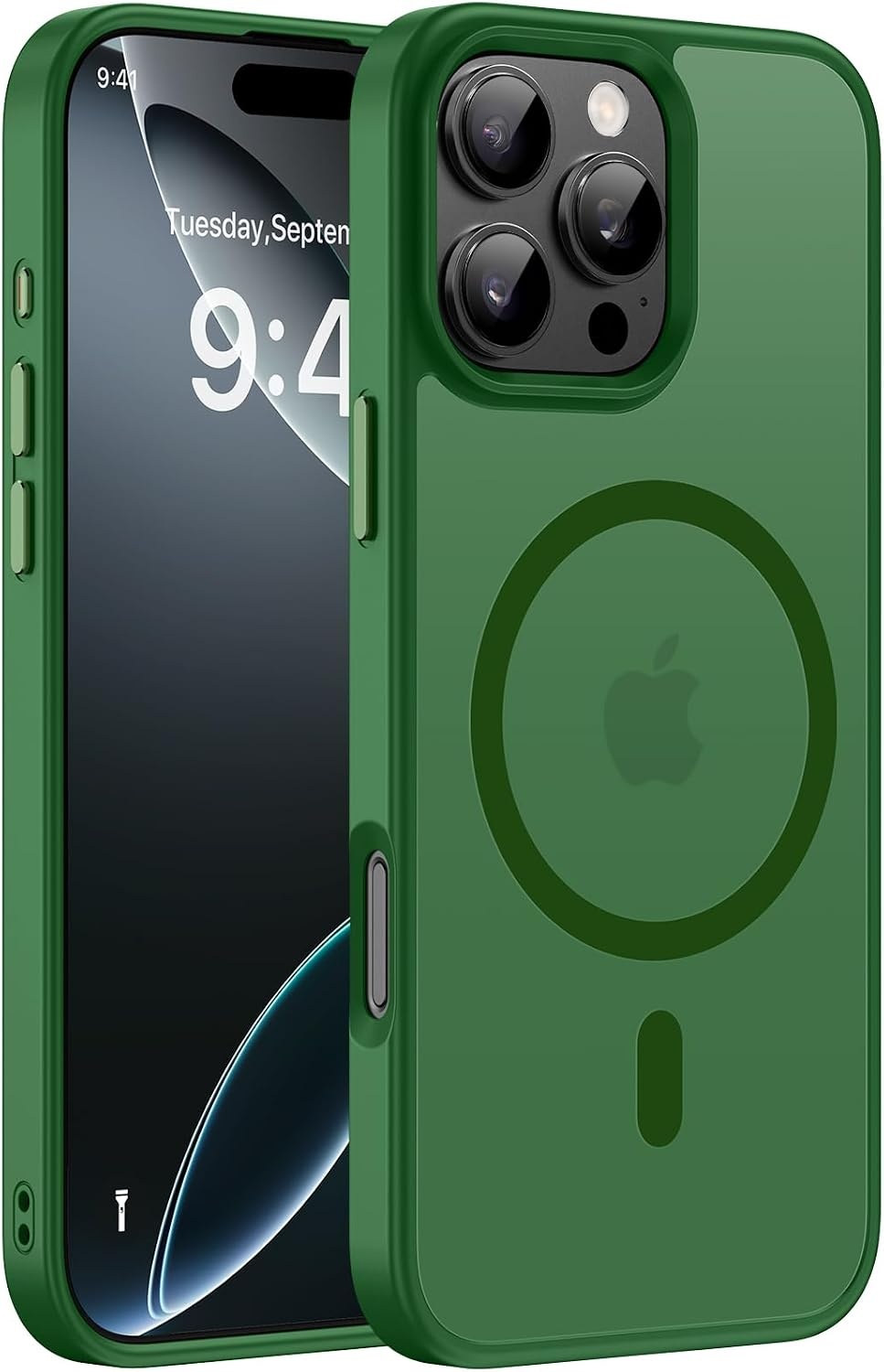 image:imageMiracase for iPhone 16 Pro Matte Series Case Magnetic OrangeDark Green