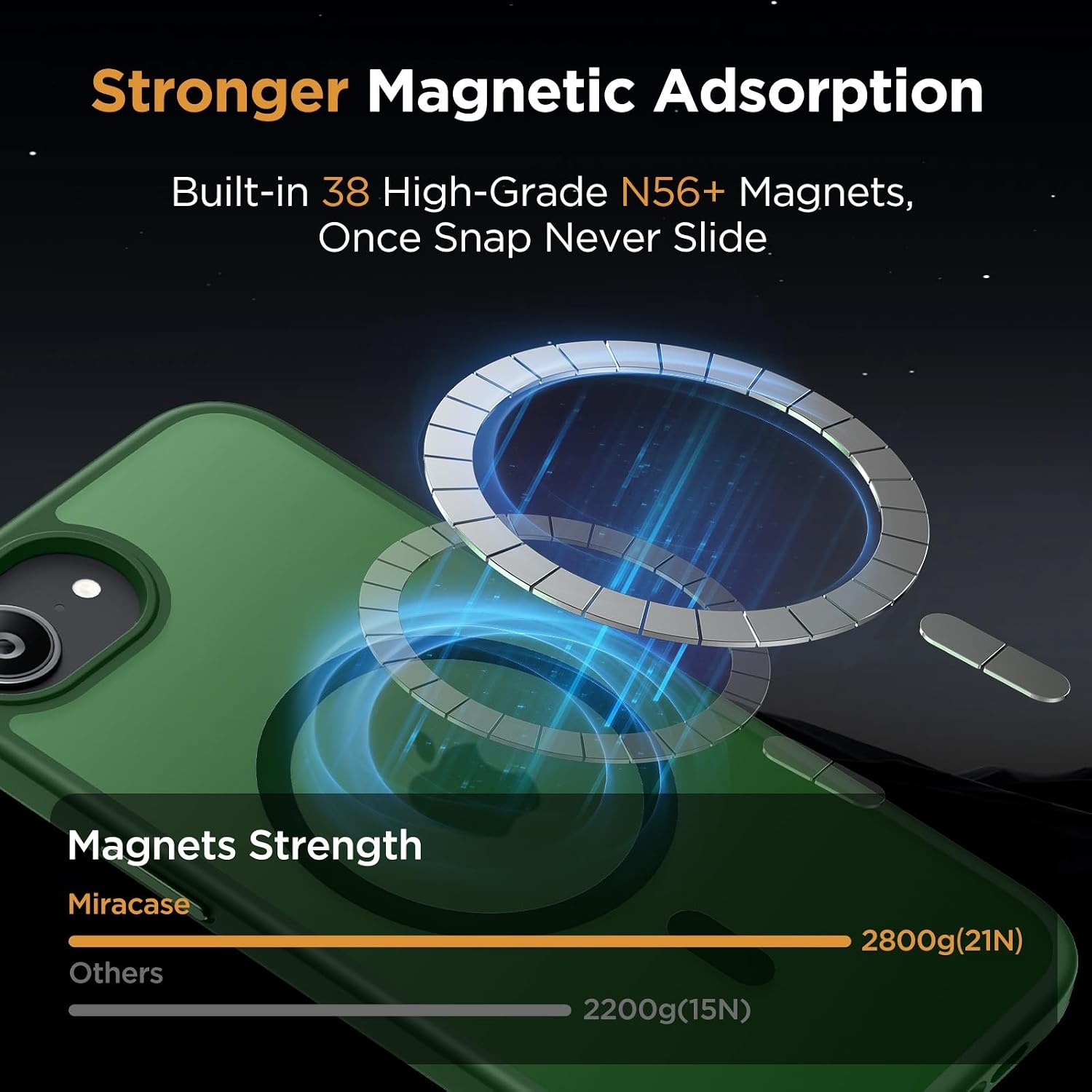 image:imageMiracase for iPhone 16 Pro Matte Series Case Magnetic OrangeDark Green