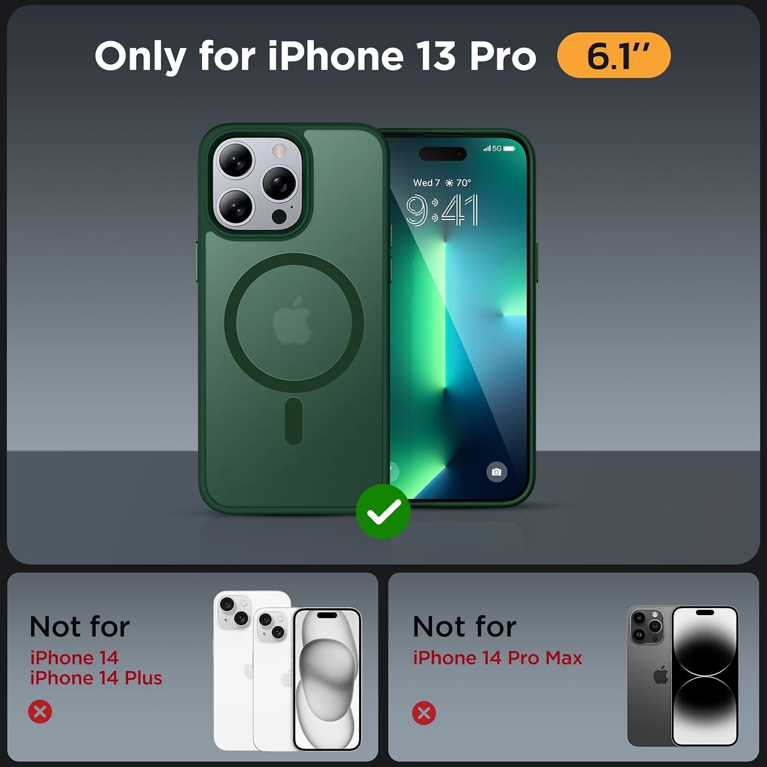 image:imageMiracase for iPhone 16 Pro Matte Series Case Magnetic OrangeDark Green