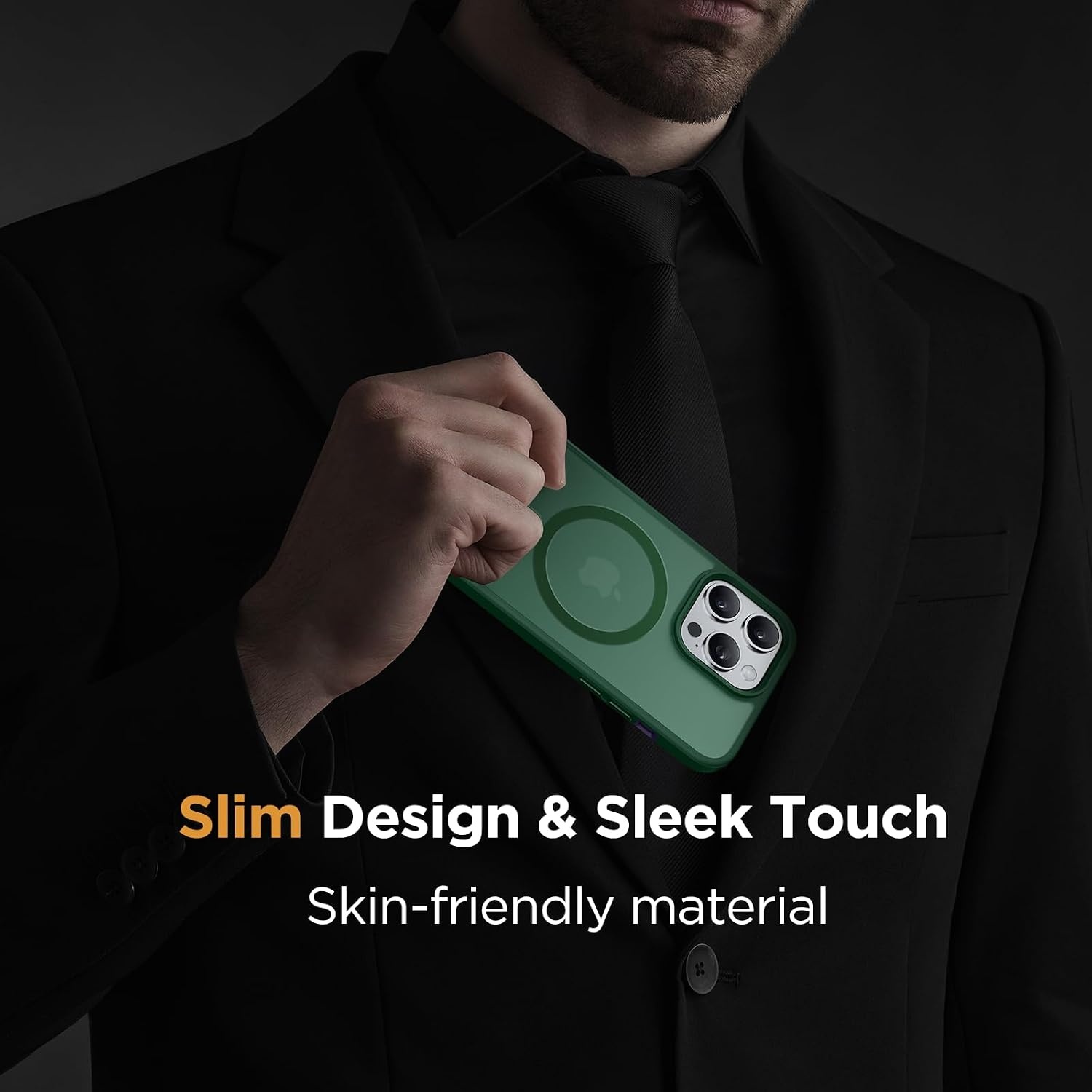 image:imageMiracase for iPhone 16 Pro Matte Series Case Magnetic OrangeDark Green