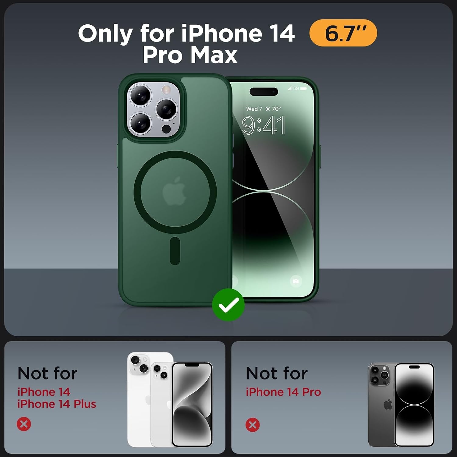 image:imageMiracase for iPhone 16 Pro Matte Series Case Magnetic OrangeDark Green